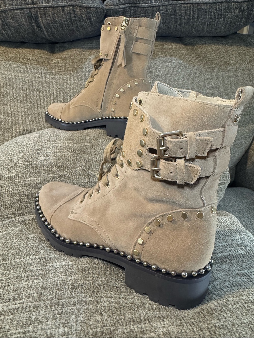 Sam Edelman Jennifer Women’s Brown Studded Combat Boots Size 7M - Picture 12 of 15
